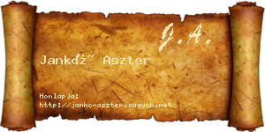 Jankó Aszter névjegykártya